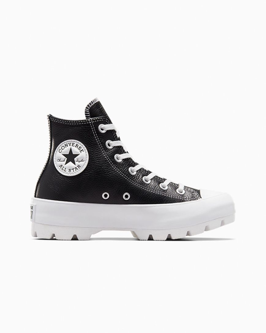 Tenis Converse Chuck Taylor All Star Lugged Couro Cano Alto Feminino Pretas Branco | PT R093047